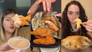 Tiktok mukbang compilation  16  raising canes wingstop and more [upl. by Sedruol156]