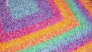 EASIEST Crochet Blanket  Moss Stitch SquareIn The Round Just 2 Stitches and ONE round repeat [upl. by Hattie]