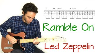 Led Zeppelin  Ramble On  full electric guitar lesson  tutorial  cover with tab [upl. by Changaris109]