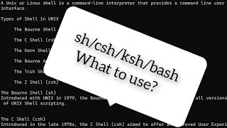 Unix Basics Part 6  Shell script  types of shell  sh ksh csh bash  unix unixtutorial [upl. by Asiat]