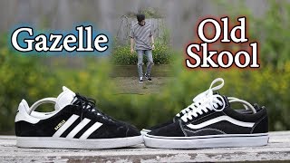 Vans Old Skool vs Adidas Gazelle  Sneaker Comparison  OnFeet w Outfit [upl. by Nitsoj166]