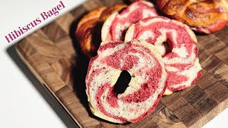 Sub알록 달록 특별한 히비스커스 베이글 만들기  how to make hibiscus bagels baking recipes [upl. by Whitver400]