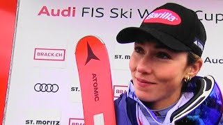 Mikaela SHIFFRIN  Interview  Womens Downhill  Award Ceremony  St Moritz SUI  2023 [upl. by Noyk]