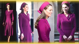 Princess Kate STUNS in purple Emilia Wickstead coat dress to greet South African president [upl. by Illehs]