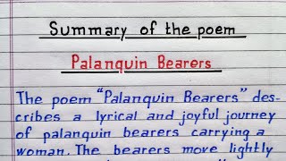 Palanquin Bearers  summary of the poem  IndrajitGoswami0607 [upl. by Grider]