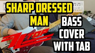 Sharp Dressed Man ZZ Top Bass Cover  Play Along Tabs [upl. by Anileda]