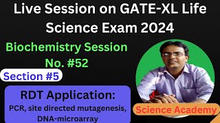 Live Biochemistry MCQ lecture no52 RDT Applications PCR mutagenesis DNAmicroarray Section5 [upl. by Pacien]