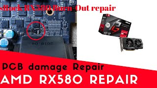 AsRockAMD RX580 Burn Out PCB damage repair GER FixIt AMD [upl. by Jamil798]