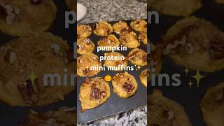 pumpkin protein muffins 🎃🍂 pumpkin muffins protein baking recipe fall pecan thanksgiving [upl. by Yeltihw]