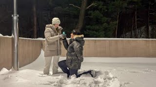 After 7 Years… WE’RE ENGAGED 💍 Romantic Surprise Proposal In The Snow Korea [upl. by Atwahs]