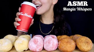 ASMR  EATING MINI FILLED DONUTS MUKBANG WHISPER  MANGIA WHISPERS 먹방 [upl. by Ydde]