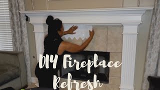 DIY Fireplace with Peel n Stick Tile  Decorate Living Room  Home Commomy [upl. by Sandie795]