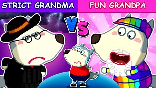 Strick Grandma vs Fun Grandpa Compilation Of Good Manner For Kids 🤩 Wolfoo Kids Cartoon [upl. by Aciruam]