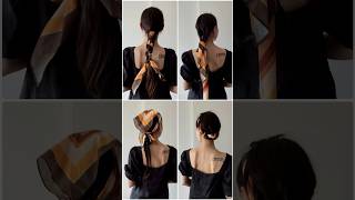 4 Scarf Hairstyles hairstyling hairtutorial hairstyle hairscarf [upl. by Nawuq]