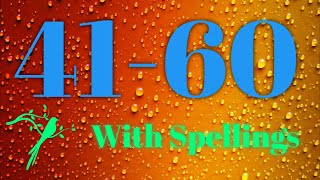 41 60 With Spellings। 4160 । 41 to 60 । number counting ।learning numbers [upl. by Dnomad]