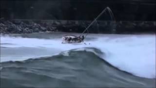 Sailboat capsized by enormous wave entering harbor [upl. by Annahsat]