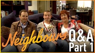 Neighbours QampA  Anthony Engleman Stonie Ryan Moloney Toadie amp Lesley Baker Angie  Part 1 [upl. by Ylicis]