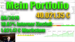 Mein Portfolio 082019 1082 interner Zinsfuß 1821 € Wachstum Aktien ETF P2P Portfolio Performance [upl. by Droffig600]