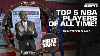 Stephens AList Top 5 NBA players of all time  Reaction to LeBrons Heat comments  First Take [upl. by Bodnar]