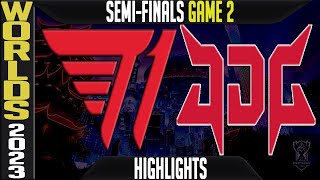 T1 vs JDG Highlights Game 2  S13 Worlds 2023 Semifinals  T1 vs JD Gaming G2 [upl. by Nehtanoj]