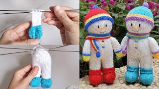 Knitting Doll Free Pattern  Toybox Snowman Part 1 legs body [upl. by Heigl186]