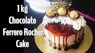 1kg Chocolate Ferrero Cake Recipe Tricky Cake recipe Eggless No Ovenno Butter  New Cake design [upl. by Garrot]