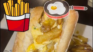 Je teste le sandwich frites omelettes à Lyon [upl. by Litnahs]