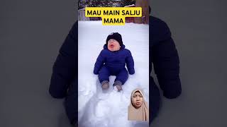 NGAK MAU PULANG MAMA MAU NYA MAIN SALJU baby babyboy winter iceland ice cuteboy [upl. by Ribal]