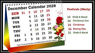 December Calendar 2028 decembercalender2028 [upl. by Lennaj62]