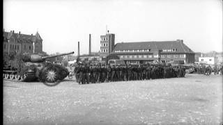 German troops from 512th Heavy Tank Destroyer Battalion surrender at Town Square HD Stock Footage [upl. by Dean]