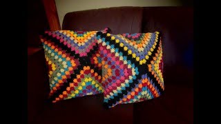 Crochet almohada con cuadrados o granny squares [upl. by Eiznikam]