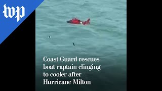 Coast Guard rescues boat captain clinging to cooler after Hurricane Milton [upl. by Kadner]