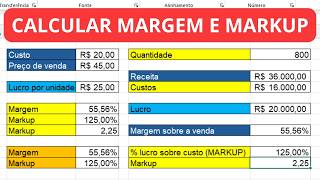 Como calcular margem e markup no Excel [upl. by Osicnarf]