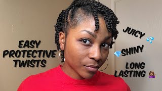 EASY PROTECTIVE TWIST STYLE for NATURAL HAIR  KelcieJanay [upl. by Noseimaj]