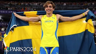 Swedish announcers have ELECTRIC call of Mondo Duplantis pole vault world record  Paris Olympics [upl. by Harihat913]