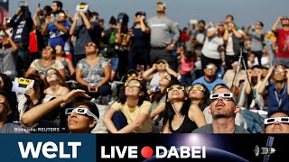 SPEKTAKULÄRE TOTALE SONNENFINSTERNIS über Mexiko den USA und Kanada  WELT LIVESTREAM [upl. by Beryl]