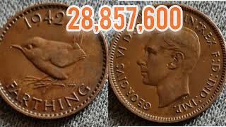 UK 1942 FARTHING Coin VALUE  REVIEW George VI [upl. by Aihsatsan]