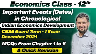 Important Events Dates  Chapter 1 to 6  Economics Class 12  Term 1  CBSE December Board 2021 [upl. by Aseen]