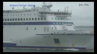 4K brittanyferries Arrival of Ferries quotGaliciaquot in Portsmouth johnvideo ferries [upl. by Timmons]