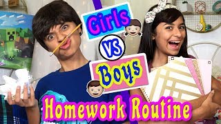 Homework Routine  Girls Vs Boys  JUST GISELLE  GEM Sisters [upl. by Natalie]