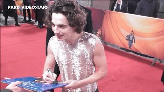 Timothee Chalamet speaks french with fans  Paris 1 december 2023 Avant Premiere Wonka [upl. by Notlok762]