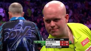 WHAT A COMEBACK Taylor v Van Gerwen  2016 Premier League [upl. by Yditsahc]