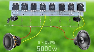 DIY Powerful Ultra Bass Amplifier 8 Transistor C5198 A1941  No IC  Simple circuit [upl. by Hawthorn]