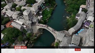 Red Bull cliff diving competition in Mostar Bosnia and Herzegovina [upl. by Yengac30]