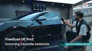 Freescan UE Pro2  3D Scanning Different Surfaces and Materials on a Car [upl. by Siegler]