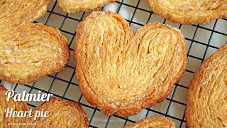 결이 살아있는 팔미에 ♥ 하트파이 만들기  Palmier ♥ heart pie Cookies pastry｜siZning [upl. by Sinclare]