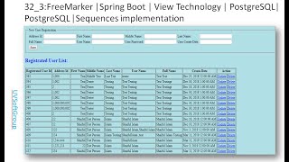 323FreeMarker Spring Boot  View Technology  PostgreSQL PostgreSQL Sequences implementation [upl. by Neelear427]