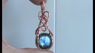 Elven Floating Stone Pendant Wire Wrap Tutorial Beginner Cabochon [upl. by Day]