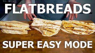 3 SUPER EASY And Delicious Flatbread Recipes Everyone Should Know How To Make No Oven  No Yeast [upl. by Llorre]