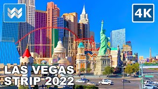 4K FULL Las Vegas Strip 2022 Hotels Walking Tour amp Travel Guide Vlog Binaural City Sound Treadmill [upl. by Anale]